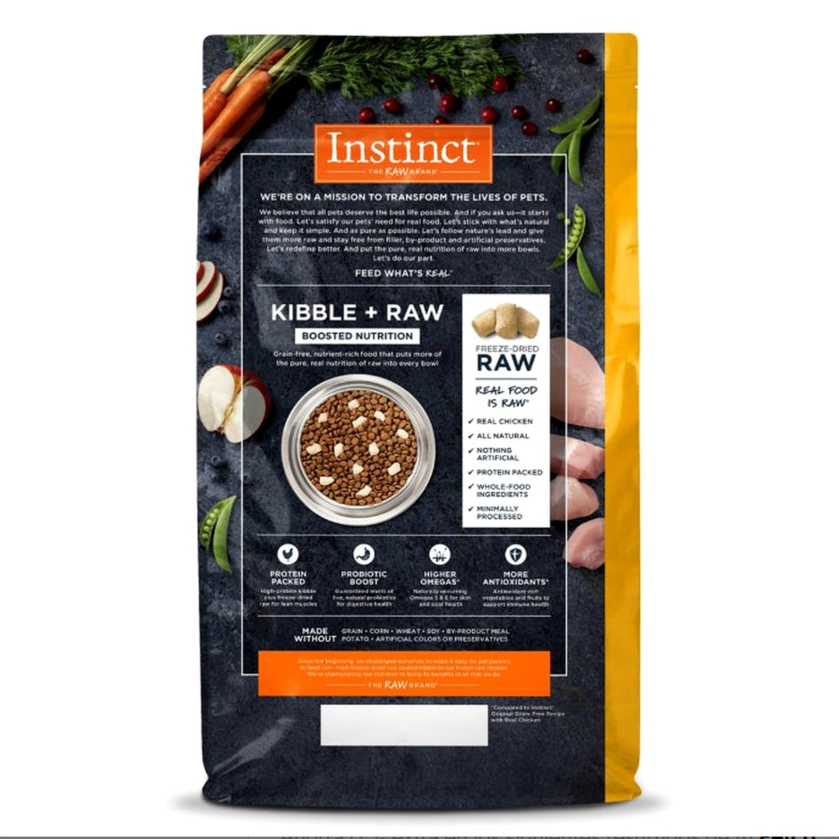 Instinct Raw Boost Grain Free Pollo, para Gatos con Croquetas y Carne Cruda Liofilizada.