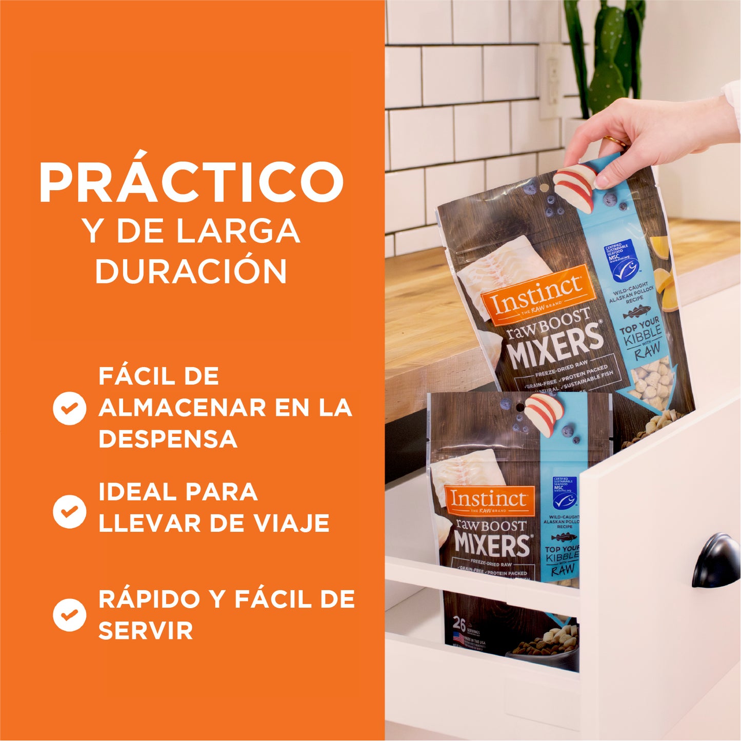 Instinct Raw Boost Mixers Perros, Topper De Pollock Liofilizado, Ingredientes Naturales y Puros, 12.5 Oz