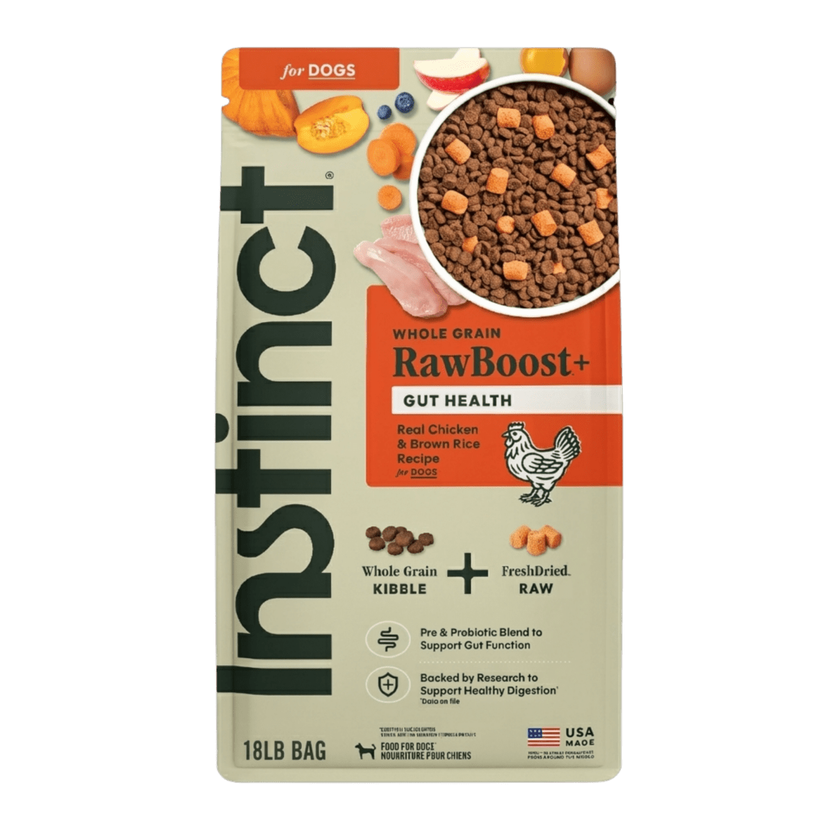 Instinct Raw Boost Gut Health Alimento Seco para Perro Salud Digestiva - Pollo con Probióticos y Granos - 18lb - Instinct México