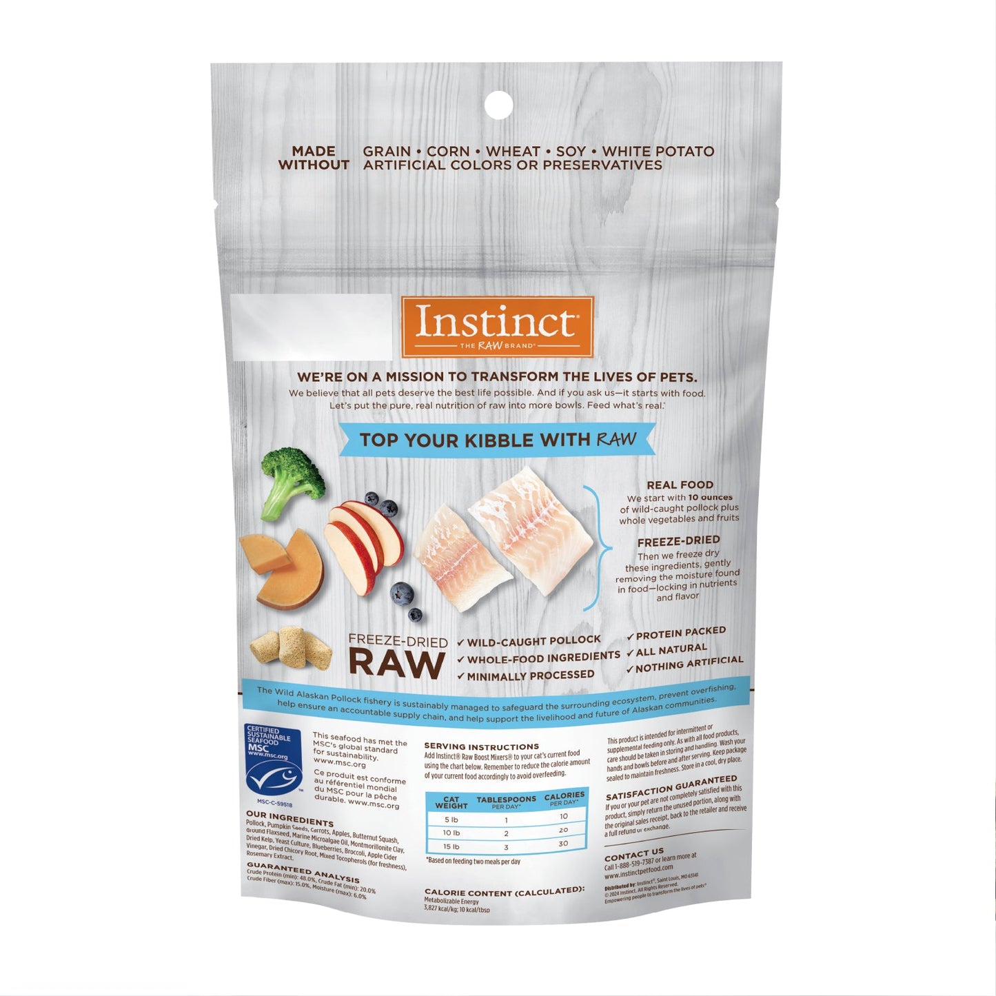 Instinct Raw Boost Mixers Gatos, Pollock Liofilizado Para Potenciar Su Alimentación, 5 Oz - Instinct México