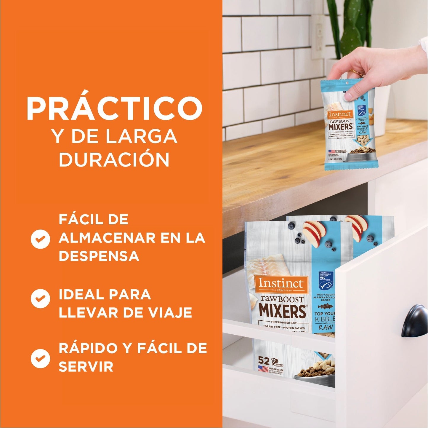 Instinct Raw Boost Mixers Gatos, Topper De Pollock Liofilizado, Nutrición Natural y Pura, 0.75 Oz - Instinct México