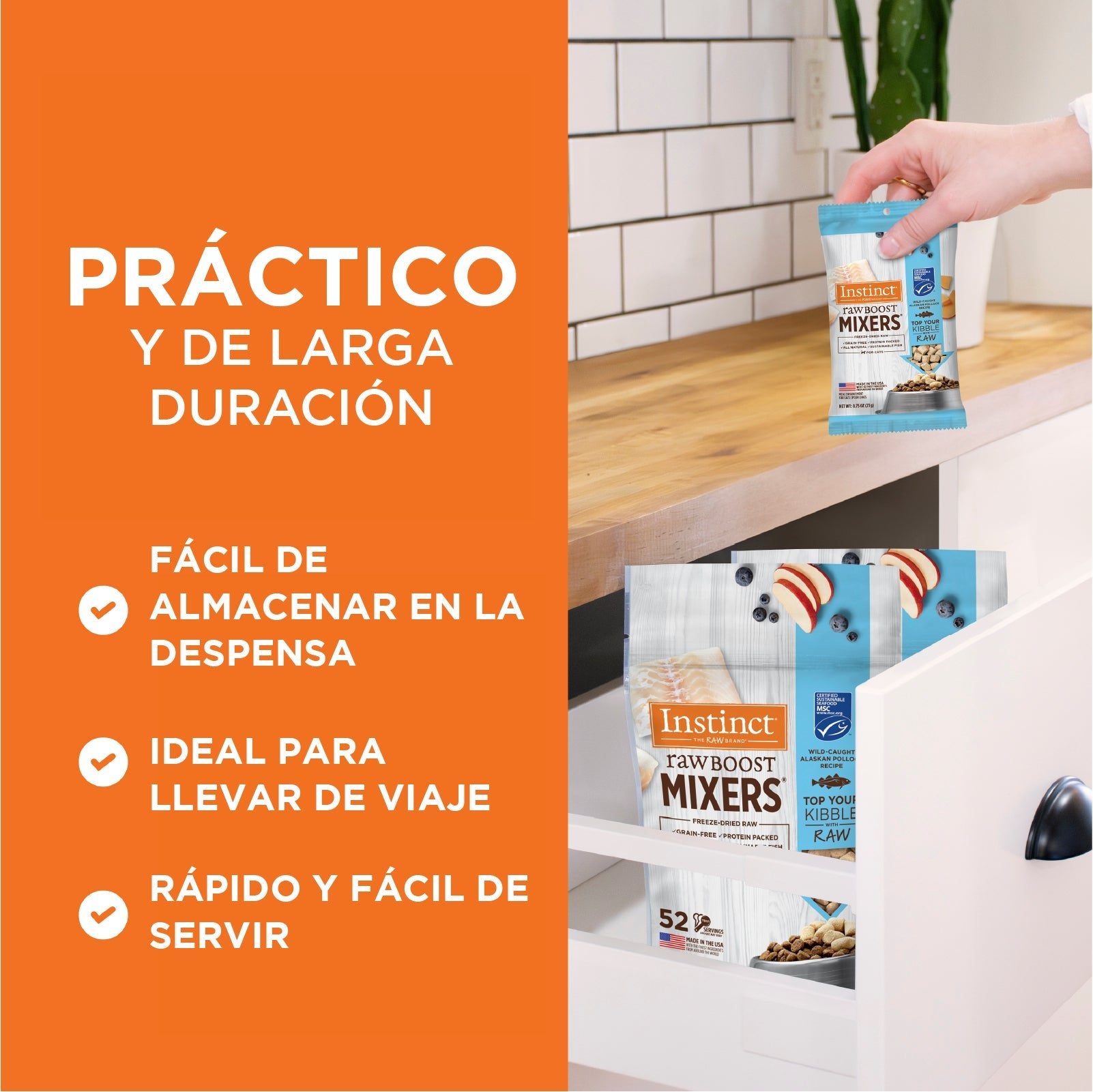 Instinct Raw Boost Mixers Gatos, Topper De Pollock Liofilizado, Nutrición Natural y Pura, 0.75 Oz - Instinct México