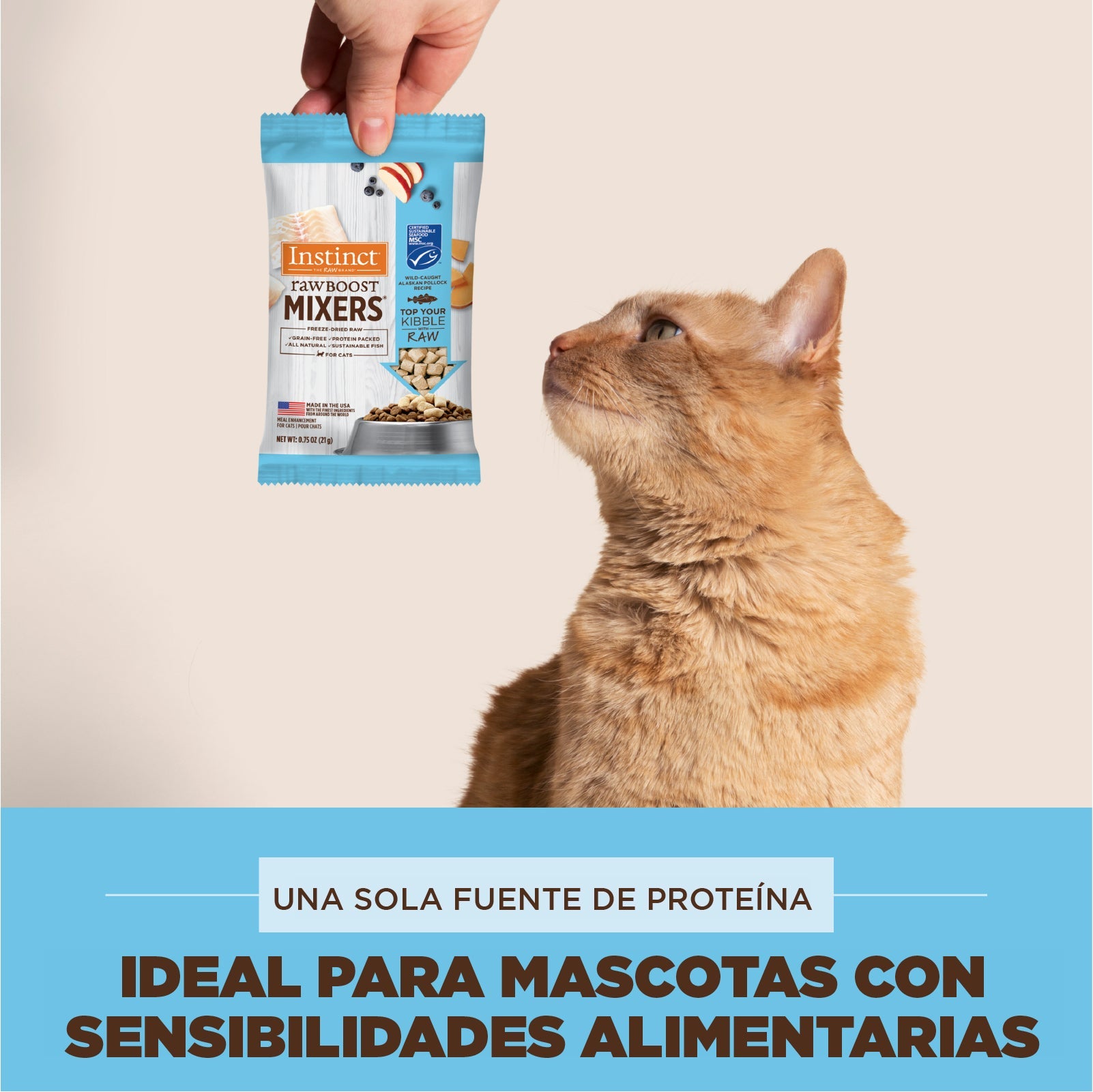 Instinct Raw Boost Mixers Gatos, Topper De Pollock Liofilizado, Nutrición Natural y Pura, 0.75 Oz - Instinct México