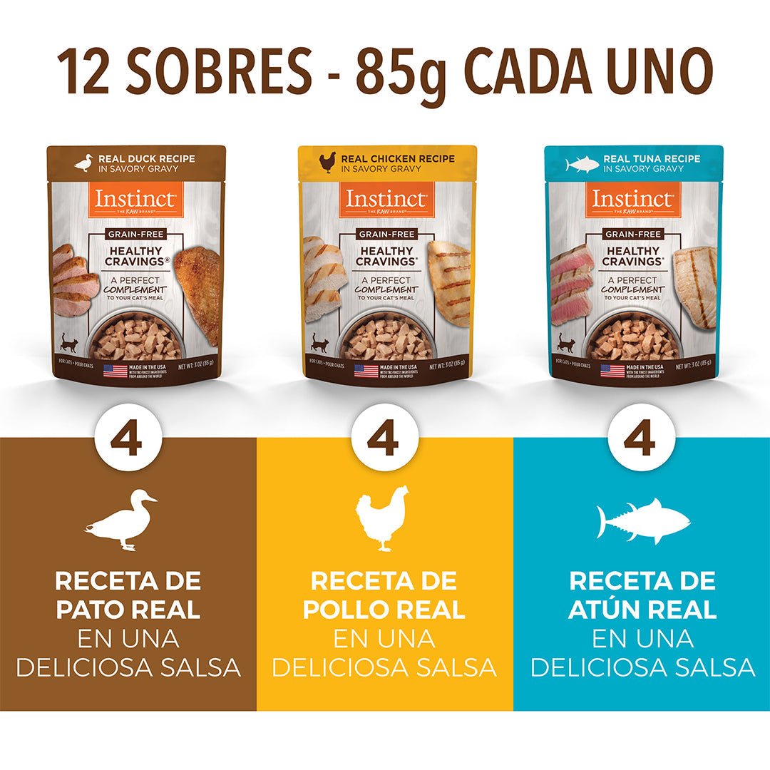 Instinct Original Healthy Cravings Alimento Húmedo para Gato, Mix de Recetas, Pack 12 sobres de 85 g - Instinct México