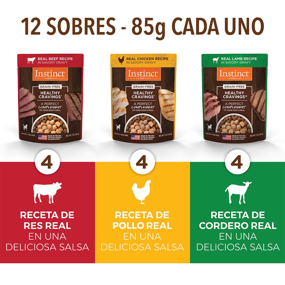 Instinct Original Healthy Cravings Alimento Húmedo para Perro, Mix de Recetas, Pack 12 sobres de 85 g - Instinct México